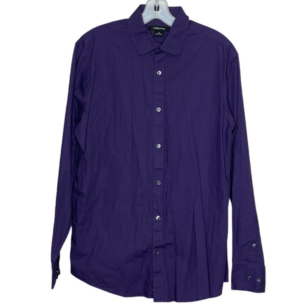 Claiborne Cotton Dress Shirt Purple‎